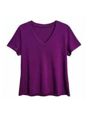 NWOT | Violet Purple Deep V-Neck Short Sleeve Essential Soft Jersey Tee | Small